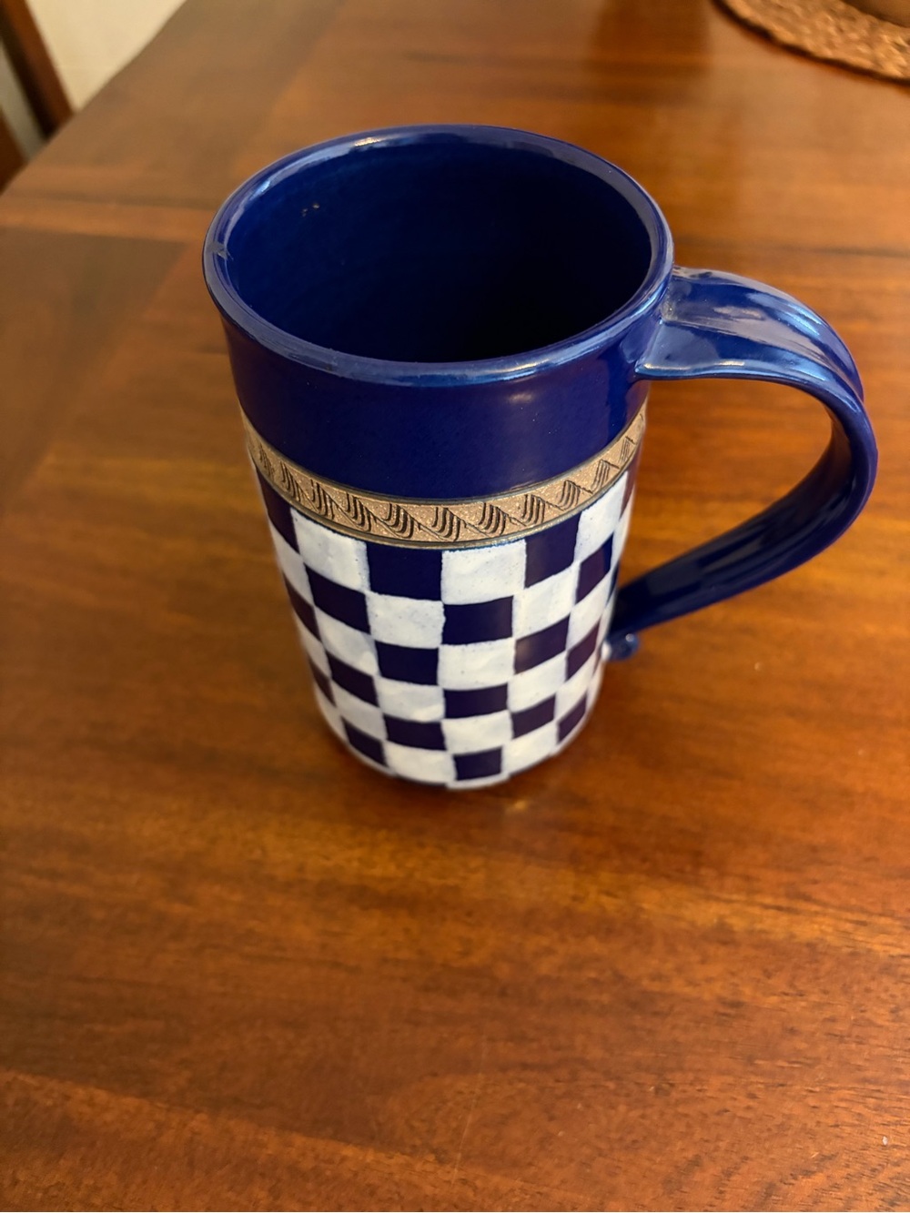 Paris Checkered Mug Blue And White